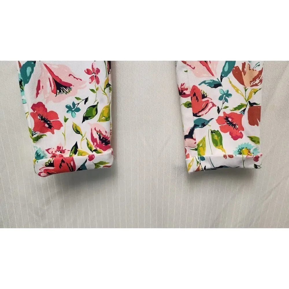Time and Tru Jegging Capri Women's White Floral Small 4-6 - Picture 7 of 8
